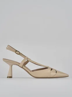 Décolleté e slingback tacco 7cm pelle beige