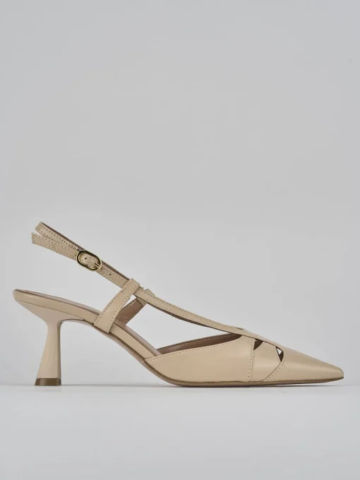 Décolleté e slingback tacco 7cm pelle beige