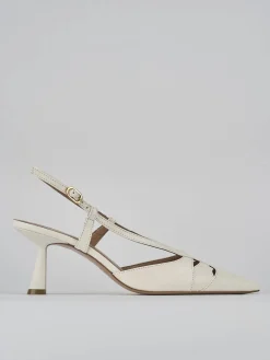 Décolleté e slingback tacco 7cm pelle bianco