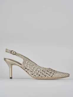 Décolleté e slingback tacco 7cm pelle oro