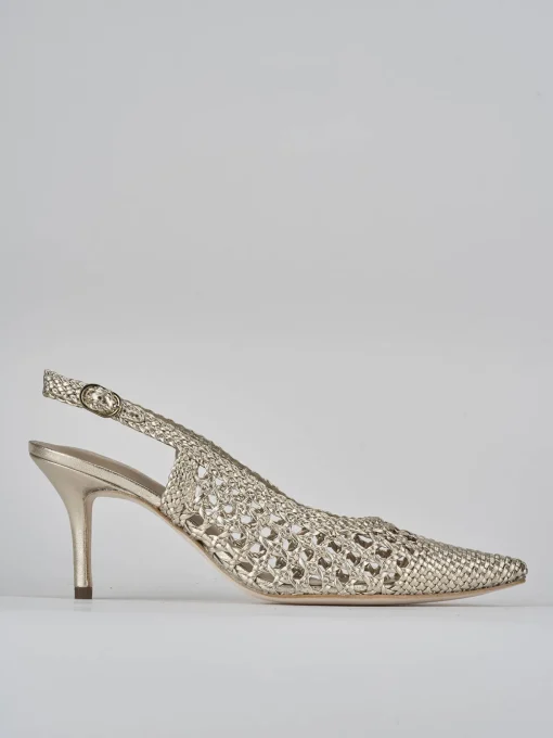 Décolleté e slingback tacco 7cm pelle oro