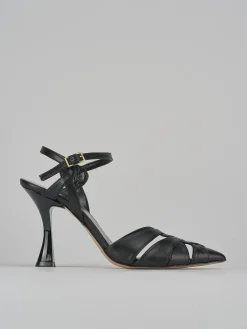 Décolleté e slingback tacco 9cm pelle nero