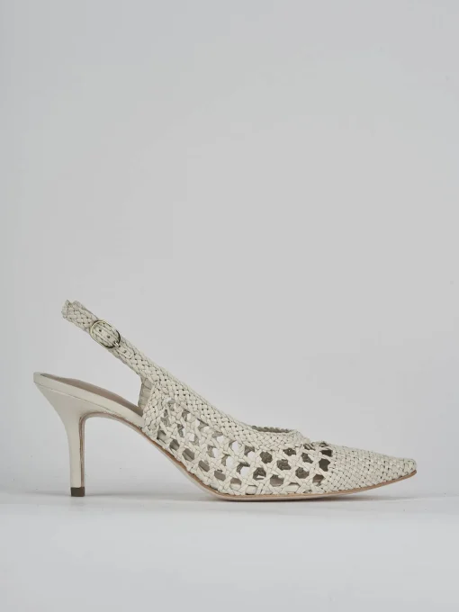 Décolleté e slingback tacco 7cm pelle bianco