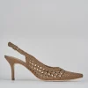 Décolleté e slingback tacco 7cm pelle marrone