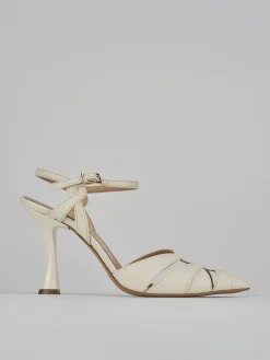 Décolleté e slingback tacco 9cm pelle bianco
