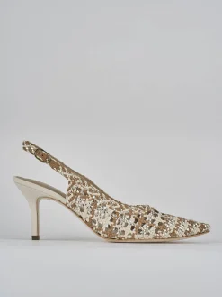 Décolleté e slingback tacco 7cm pelle beige
