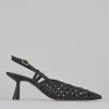 Décolleté e slingback tacco 7cm pelle nero