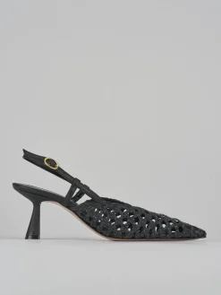 Décolleté e slingback tacco 7cm pelle nero