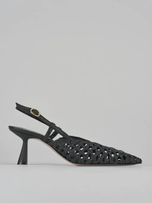 Décolleté e slingback tacco 7cm pelle nero