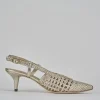 Décolleté e slingback tacco 5cm pelle oro