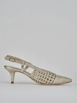 Décolleté e slingback tacco 5cm pelle oro