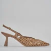 Décolleté e slingback tacco 7cm pelle marrone