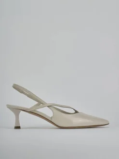 Décolleté e slingback tacco 5cm pelle beige