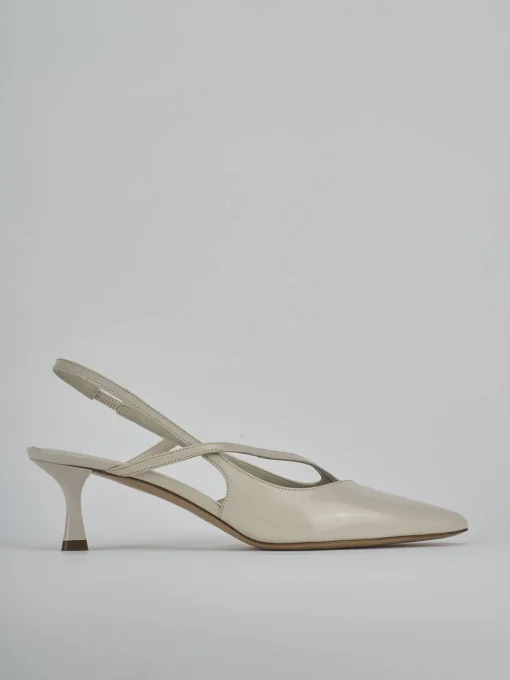 Décolleté e slingback tacco 5cm pelle beige