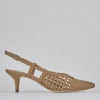 Décolleté e slingback tacco 5cm pelle marrone