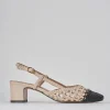 Décolleté e slingback tacco 5cm pelle beige