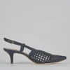 Décolleté e slingback tacco 5cm pelle blu