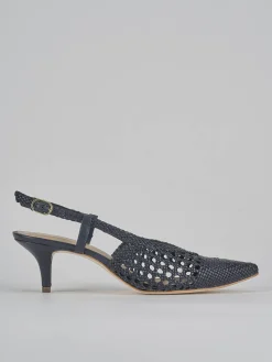 Décolleté e slingback tacco 5cm pelle blu
