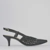 Décolleté e slingback tacco 5cm pelle nero