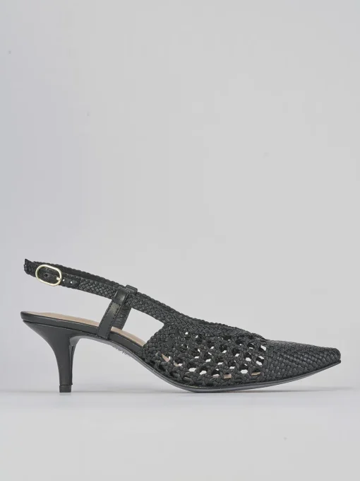 Décolleté e slingback tacco 5cm pelle nero
