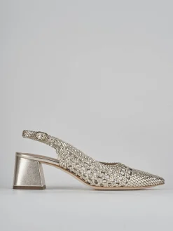 Décolleté e slingback tacco 5cm pelle oro