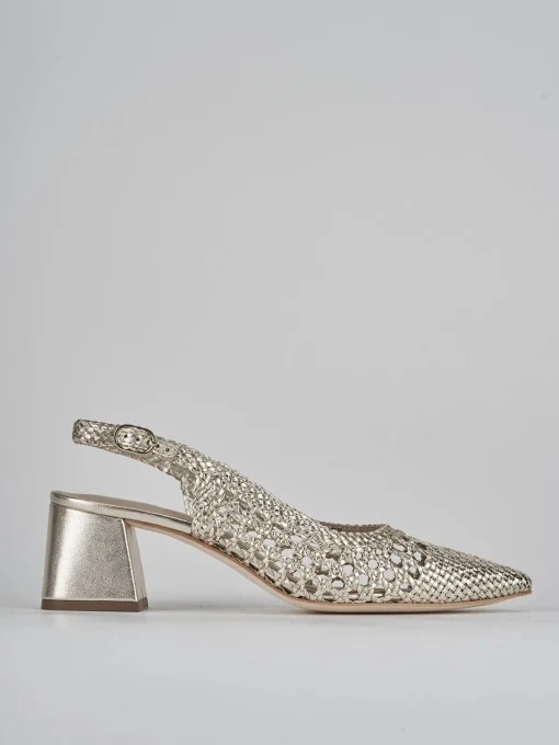 Décolleté e slingback tacco 5cm pelle oro