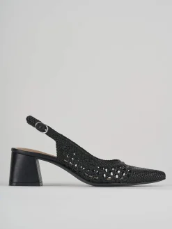 Décolleté e slingback tacco 5cm pelle nero