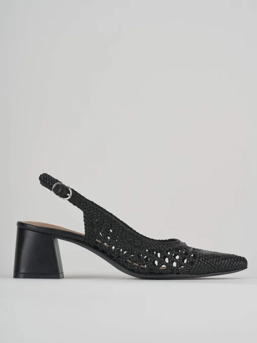 Décolleté e slingback tacco 5cm pelle nero