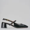 Décolleté e slingback tacco 5cm vernice nero