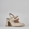 Décolleté e slingback tacco 5cm pelle beige