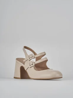 Décolleté e slingback tacco 5cm pelle beige