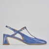 Décolleté e slingback tacco 5cm pelle jeans