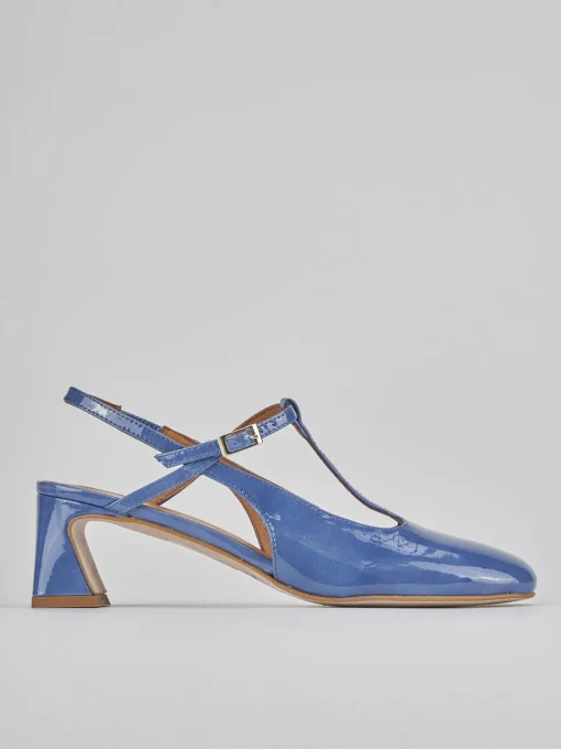 Décolleté e slingback tacco 5cm pelle jeans
