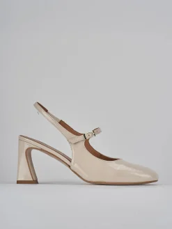 Décolleté e slingback tacco 7cm pelle beige