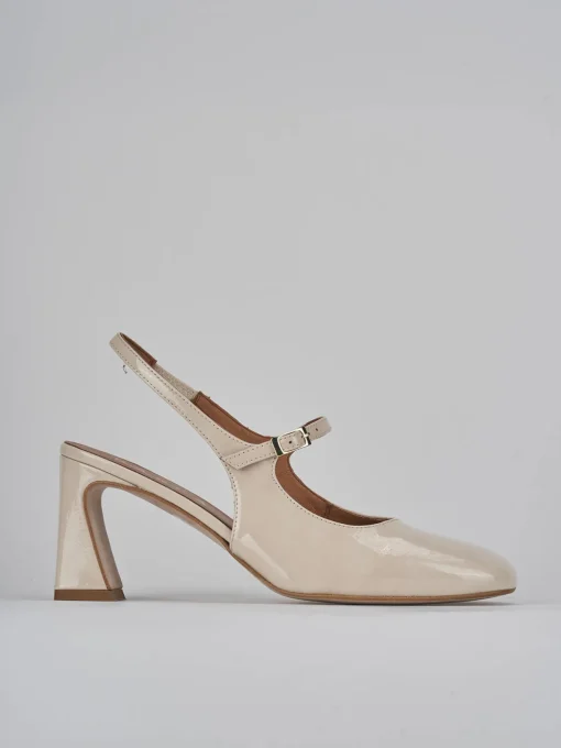 Décolleté e slingback tacco 7cm pelle beige