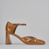 Décolleté e slingback tacco 7cm pelle marrone