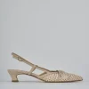 Décolleté e slingback tacco 4cm pelle beige