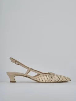 Décolleté e slingback tacco 4cm pelle beige