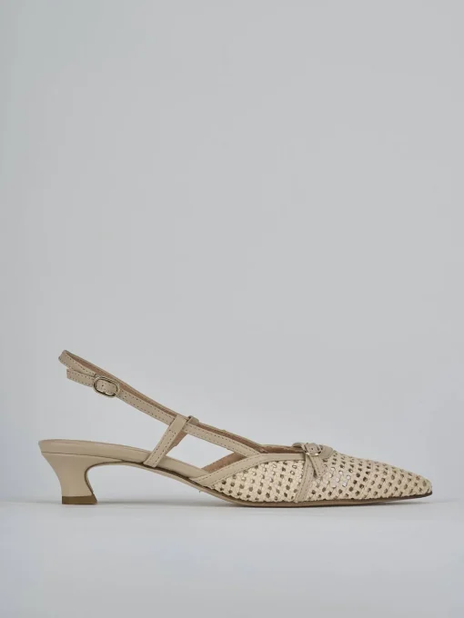 Décolleté e slingback tacco 4cm pelle beige