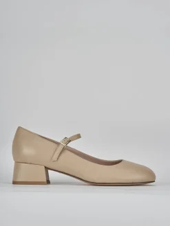 Décolleté e slingback tacco 4cm pelle marrone