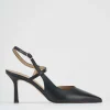 Décolleté e slingback tacco 7cm pelle nero