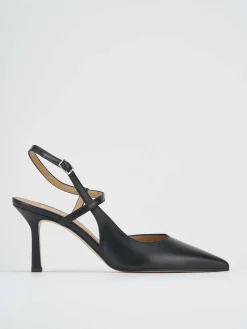 Décolleté e slingback tacco 7cm pelle nero