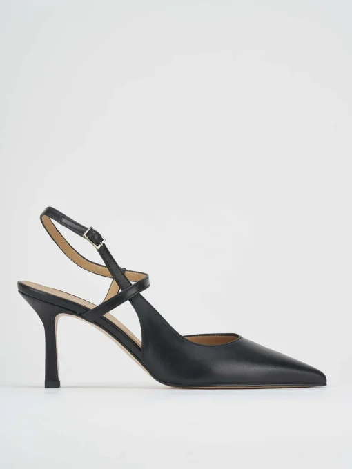 Décolleté e slingback tacco 7cm pelle nero