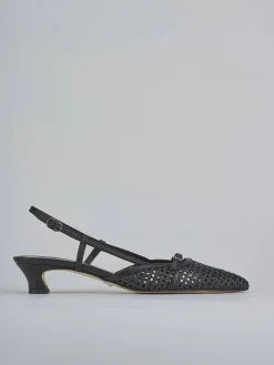 Décolleté e slingback tacco 4cm pelle nero