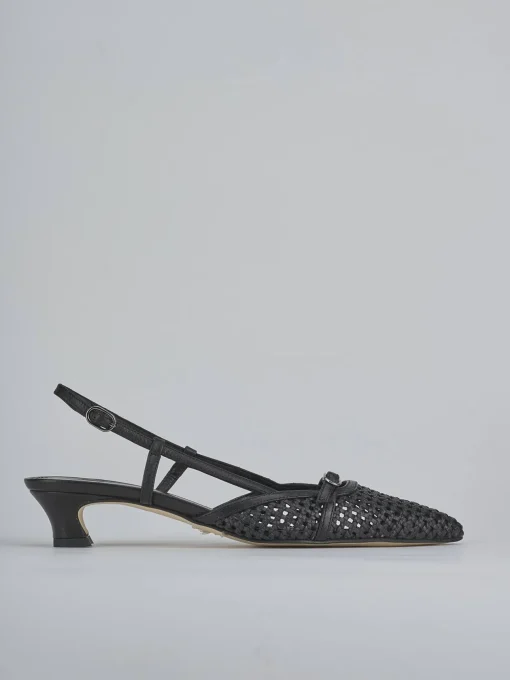 Décolleté e slingback tacco 4cm pelle nero
