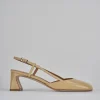 Décolleté e slingback tacco 5cm pelle marrone