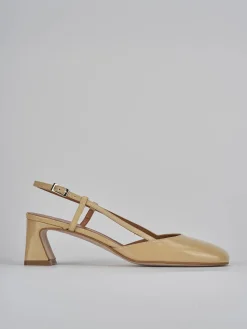 Décolleté e slingback tacco 5cm pelle marrone