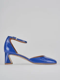 Décolleté e slingback tacco 5cm pelle blu