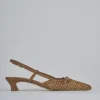 Décolleté e slingback tacco 4cm pelle marrone