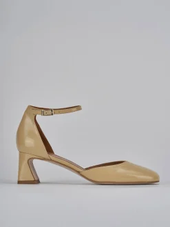 Décolleté e slingback tacco 5cm pelle marrone